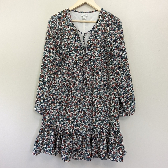 J.Crew Floral Ruffle Hem Relaxed Short Dress - Picture 2 of 11